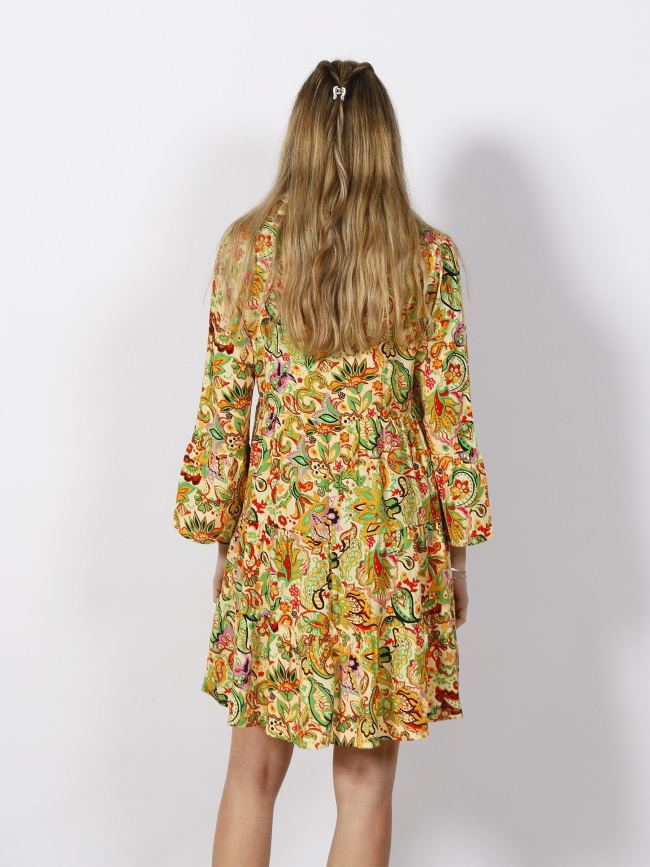 Robe courte imprimés bora jaune femme - JDY