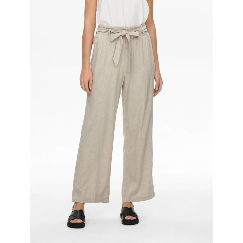 Pantalon large en lin say beige femme - JDY