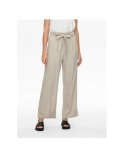 Pantalon large en lin say beige femme - JDY