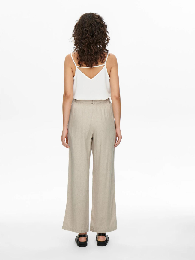 Pantalon large en lin say beige femme - JDY