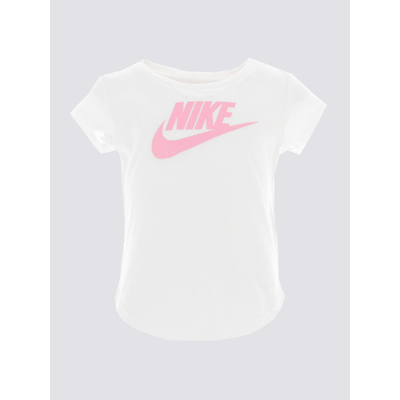T-shirt logo paillette futura rose blanc bébé - Nike