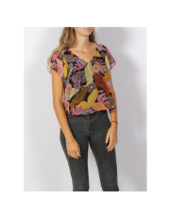 T-shirt court pixi à fleurs noir femme - JDY