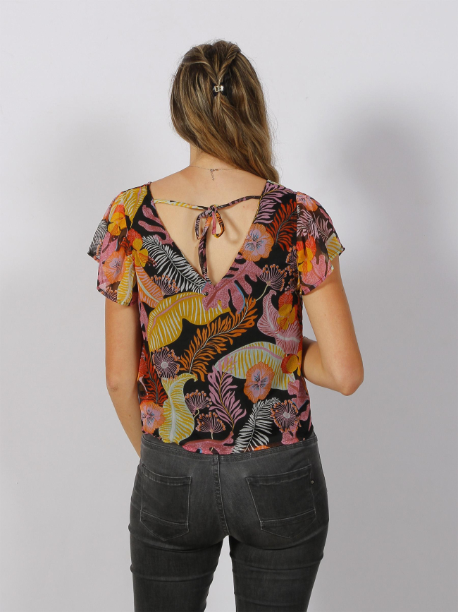 T-shirt court pixi à fleurs noir femme - JDY