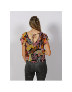 T-shirt court pixi à fleurs noir femme - JDY