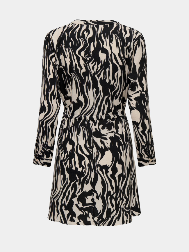 Robe piper manches longues beige noir femme - JDY