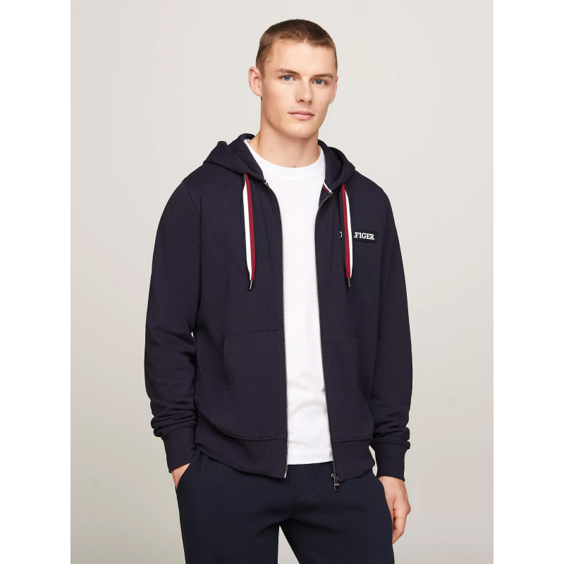Sweat zippé global stripe bleu marine homme - Tommy Hilfiger
