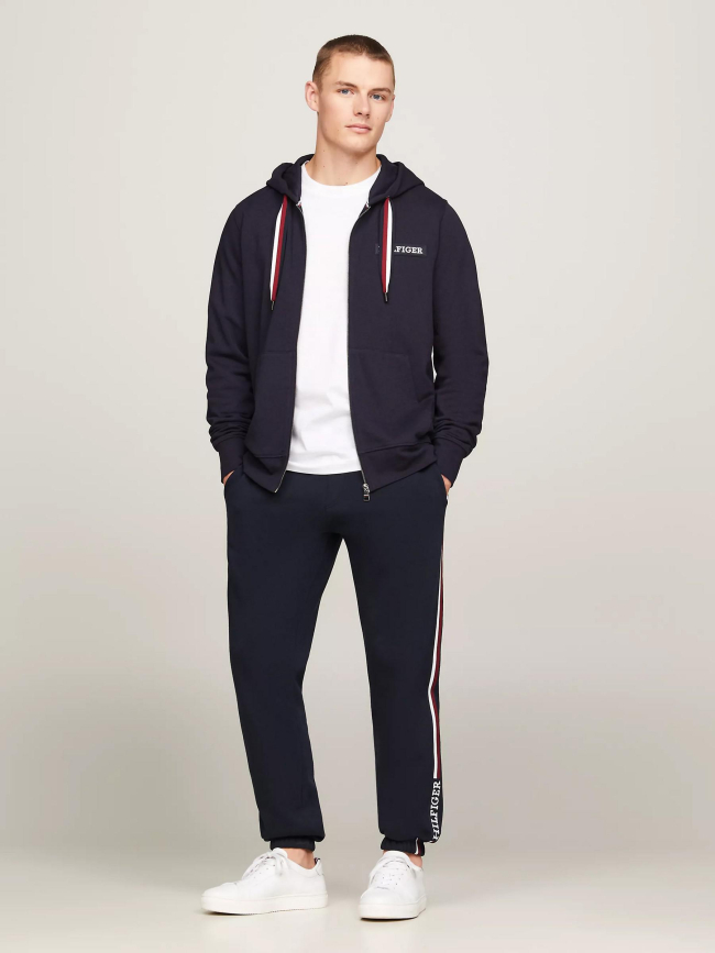 Sweat zippé global stripe bleu marine homme - Tommy Hilfiger