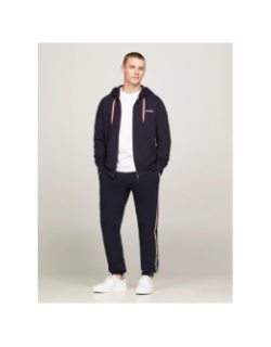 Sweat zippé global stripe bleu marine homme - Tommy Hilfiger