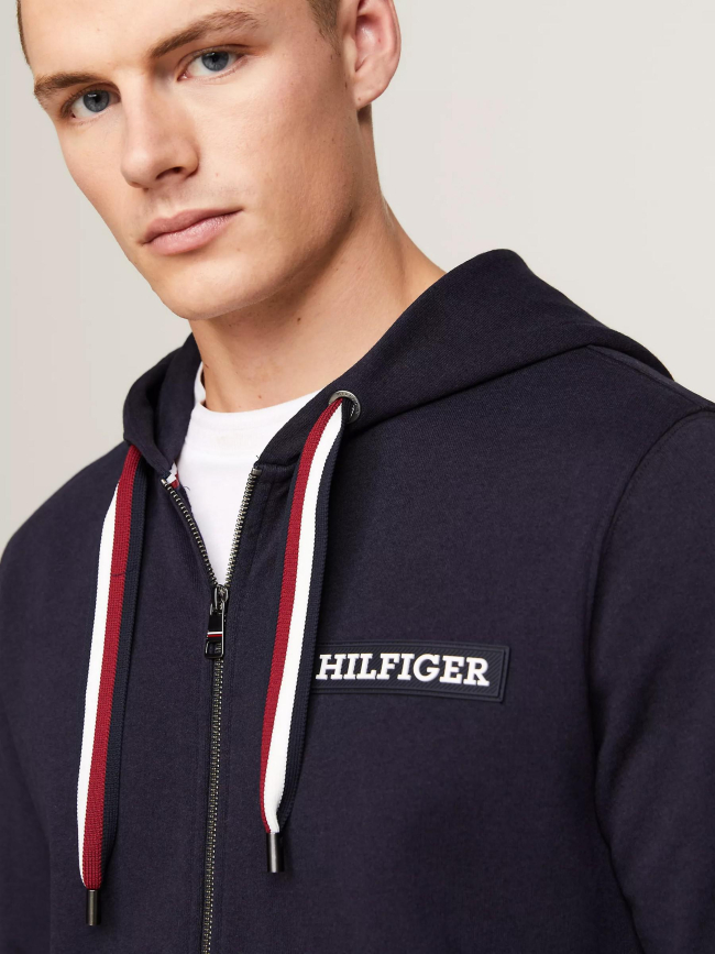 Sweat zippé global stripe bleu marine homme - Tommy Hilfiger