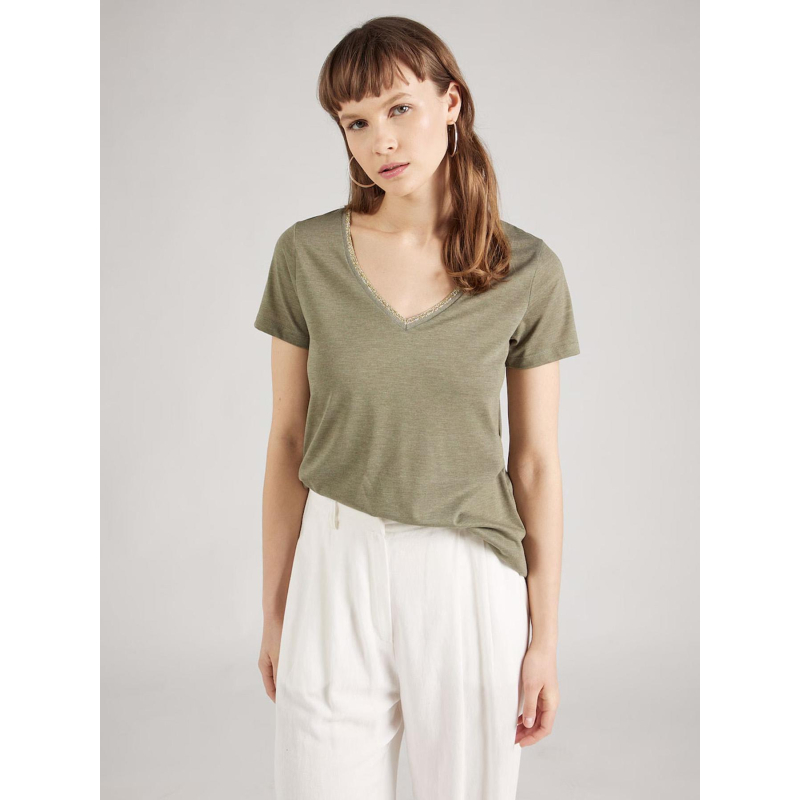 T-shirt col v dalila kaki femme - JDY