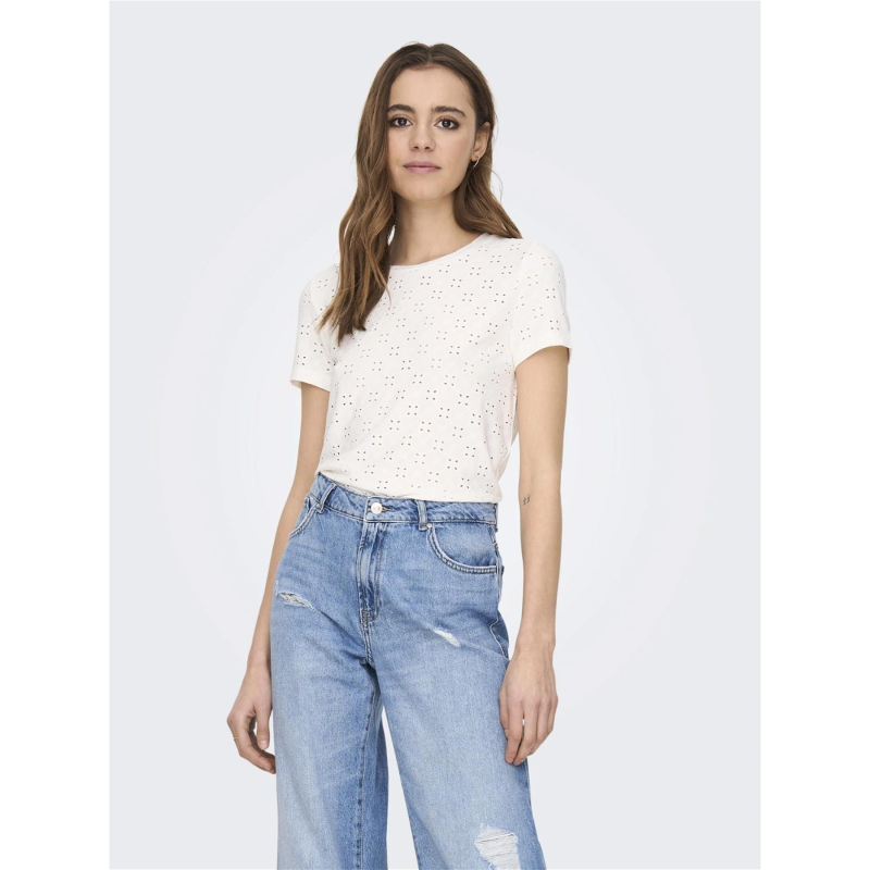 T-shirt ajouré cathinka blanc femme - JDY