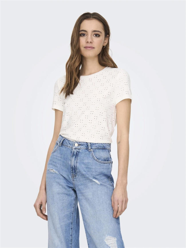 T-shirt ajouré cathinka blanc femme - JDY