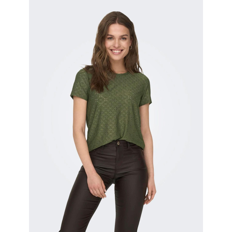 T-shirt ajouré cathinka kaki femme - JDY