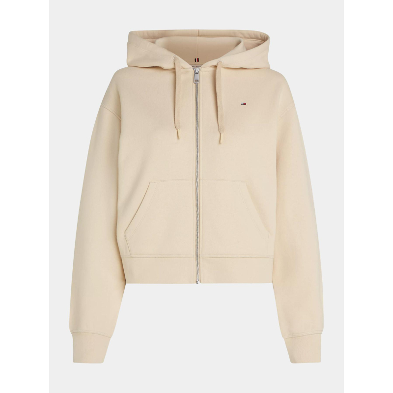 Sweat zippé à capuche reg flag beige femme - Tommy Hilfiger