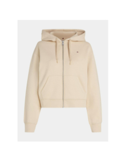 Sweat zippé à capuche reg flag beige femme - Tommy Hilfiger