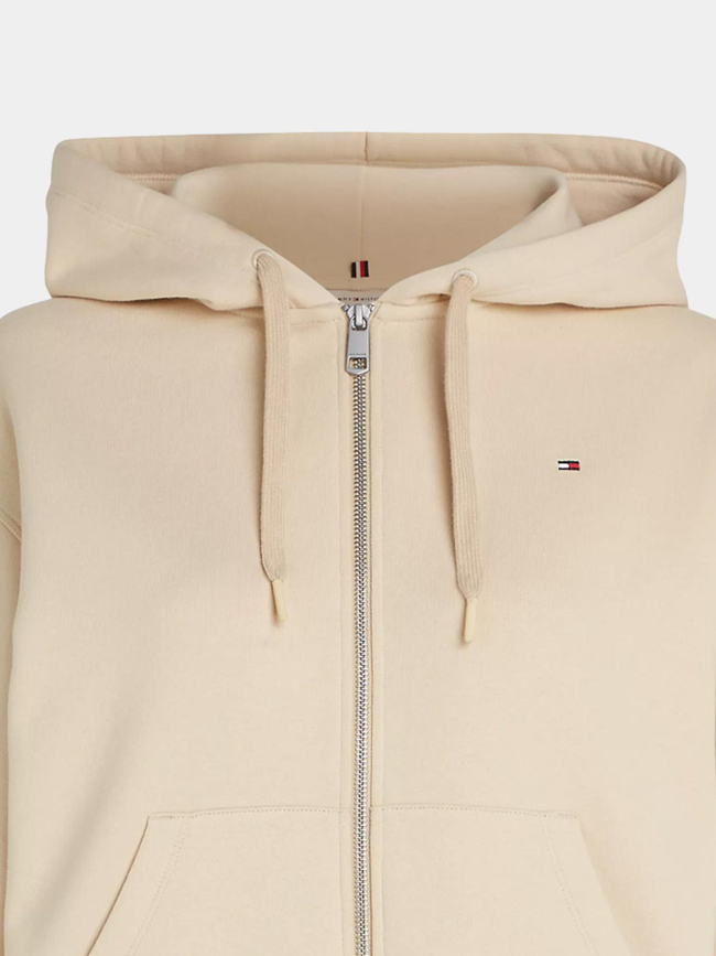 Sweat zippé à capuche reg flag beige femme - Tommy Hilfiger