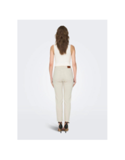 Jean droit taille haute emily crop beige femme - Only