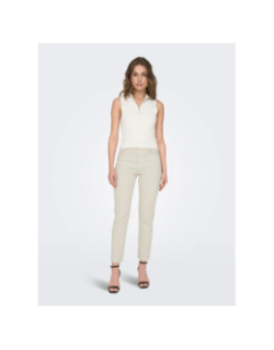 Jean droit taille haute emily crop beige femme - Only