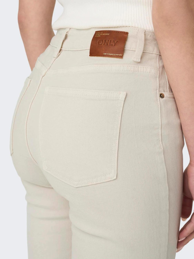 Jean droit taille haute emily crop beige femme - Only