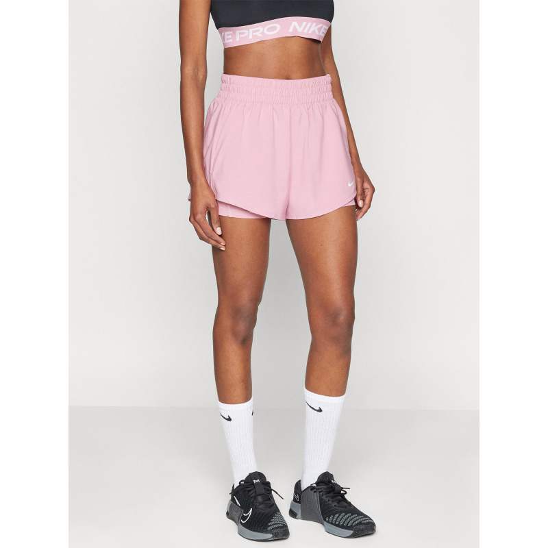 Short de sport 2 en 1 taille haute rose femme - Nike