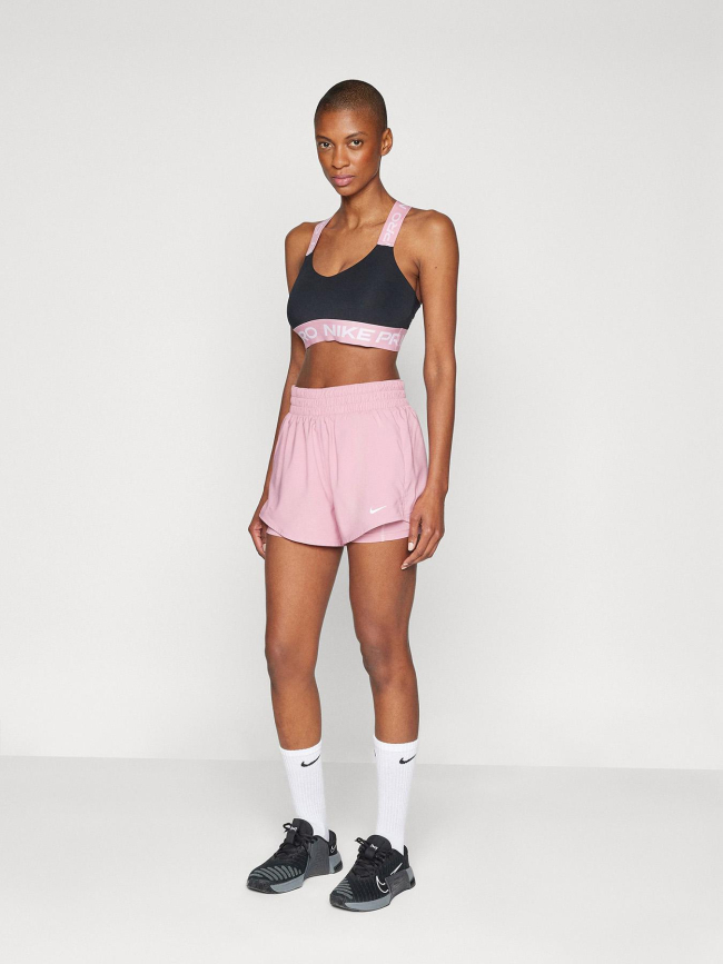 Short de sport 2 en 1 taille haute rose femme - Nike