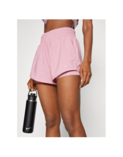Short de sport 2 en 1 taille haute rose femme - Nike