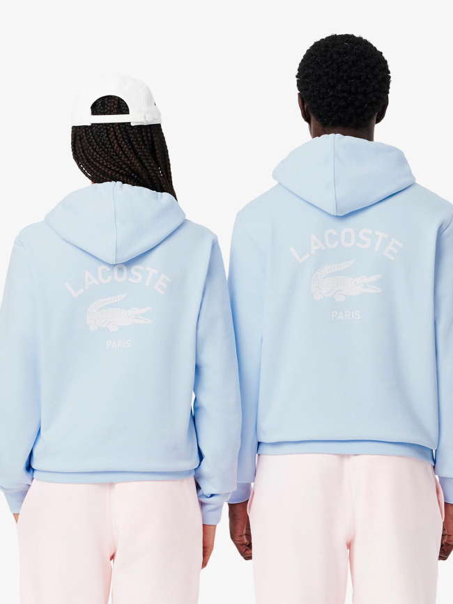 Sweat à capuche à logo imprimé bleu ciel adulte - Lacoste