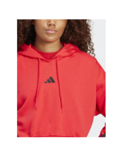 Sweat à capuche crop 3 stripes rouge et noir femme - Adidas