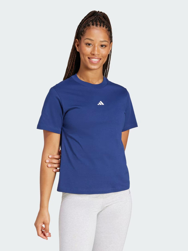 T-shirt à manches courtes petit logo bleu marine femme - Adidas