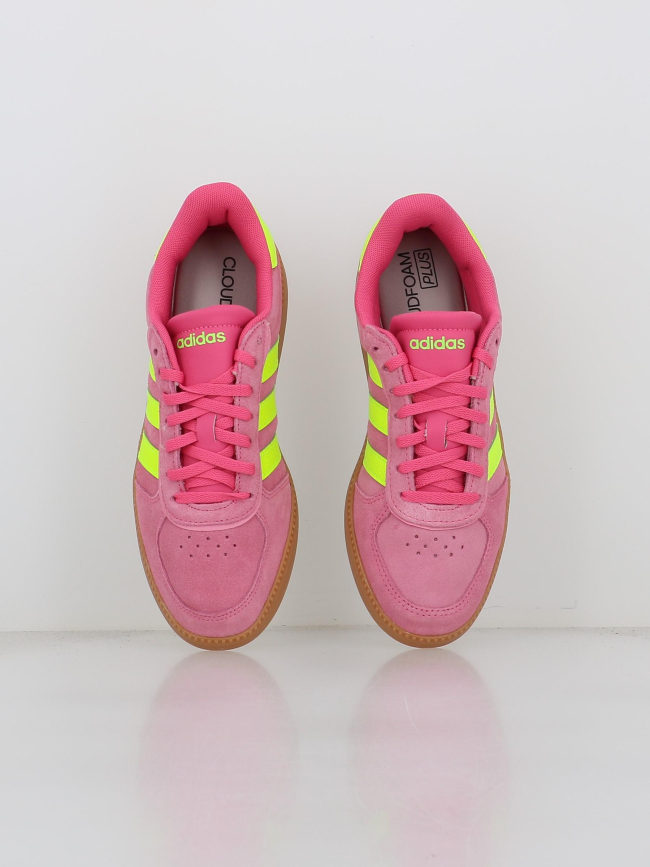 Baskets breaknet sleek suédé rose jaune femme - Adidas