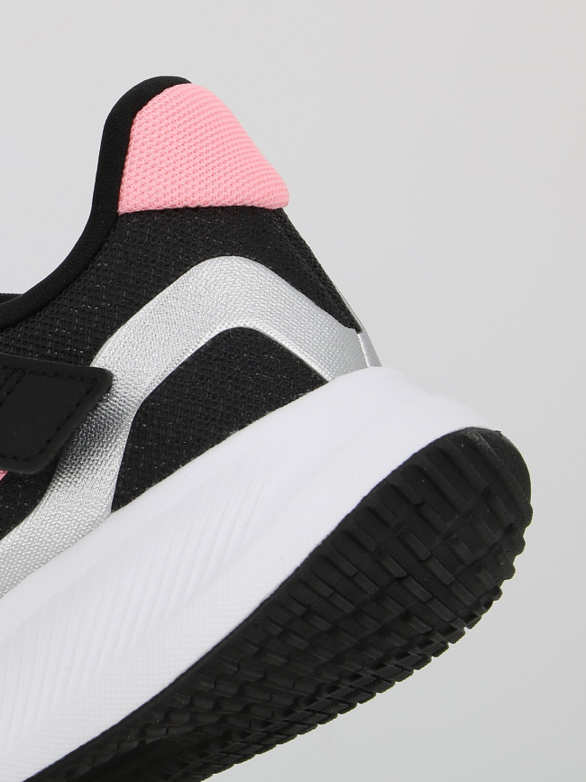 Baskets à scratch runfalcon 5 noir rose enfant - Adidas
