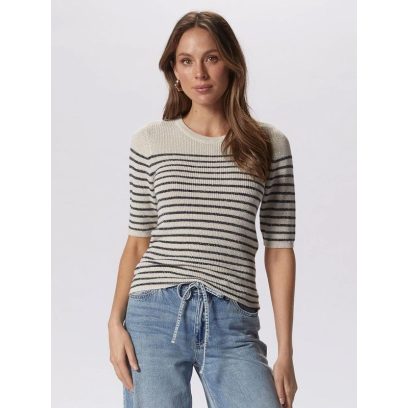 Pull rayé newlexsun shine écru noir femme - Vero Moda