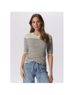 Pull rayé newlexsun shine écru noir femme - Vero Moda