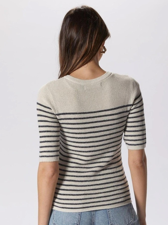 Pull rayé newlexsun shine écru noir femme - Vero Moda