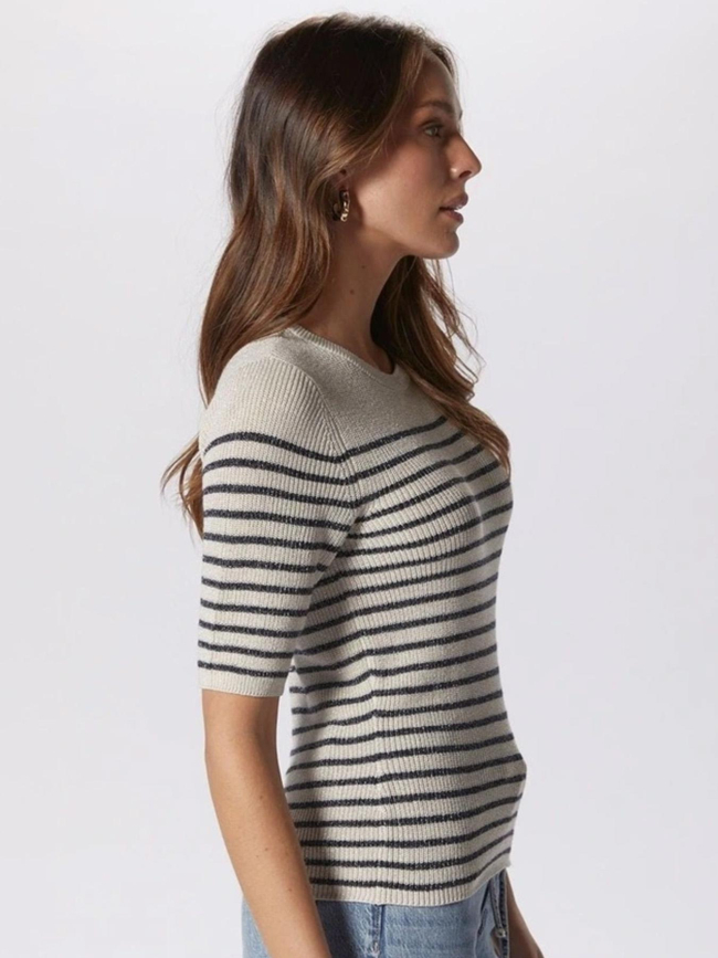 Pull rayé newlexsun shine écru noir femme - Vero Moda