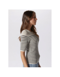 Pull rayé newlexsun shine écru noir femme - Vero Moda