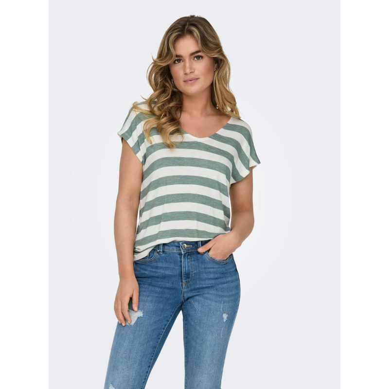 T-shirt rayé stretch lira vert femme - Only