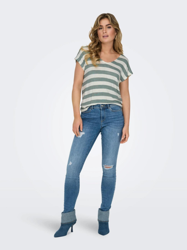 T-shirt rayé stretch lira vert femme - Only