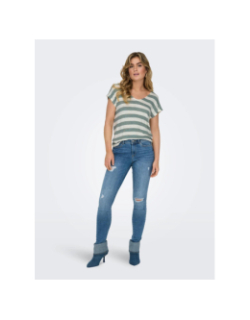 T-shirt rayé stretch lira vert femme - Only