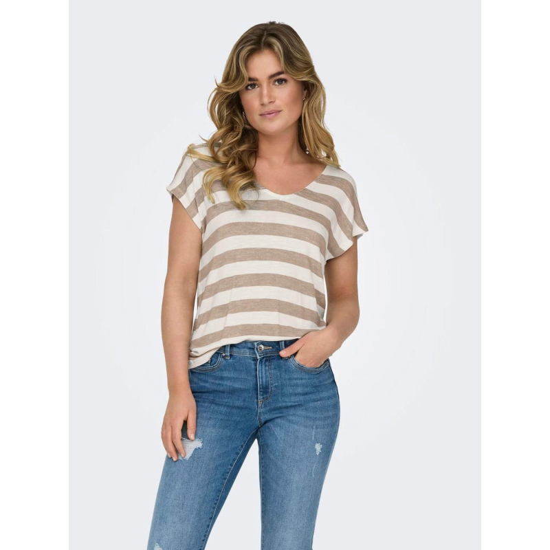 T-shirt rayé stretch lira marron femme - Only