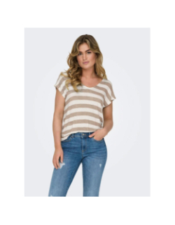 T-shirt rayé stretch lira marron femme - Only