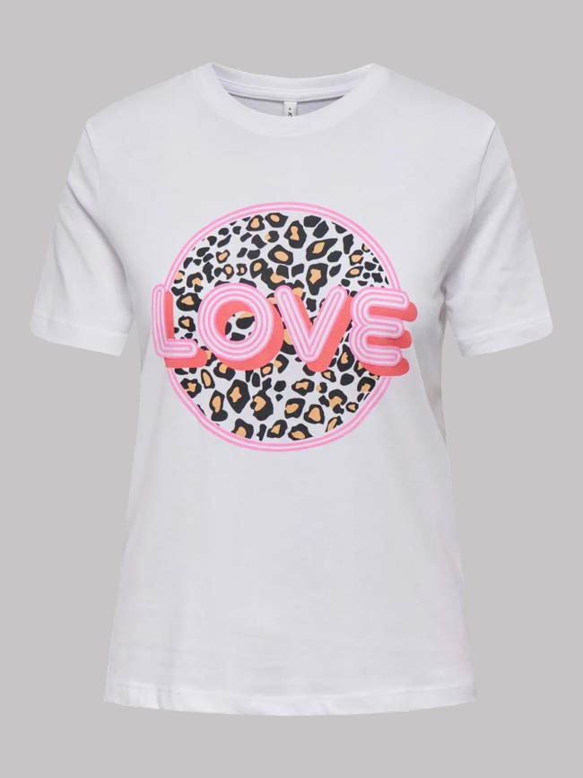 T-shirt à manches courtes onlarya life leopard blanc femme - Only