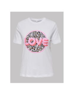 T-shirt à manches courtes onlarya life leopard blanc femme - Only