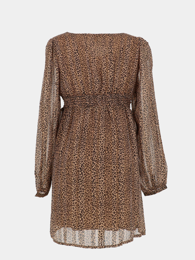 Robe courtes manches longues leopard doré marron femme - Only