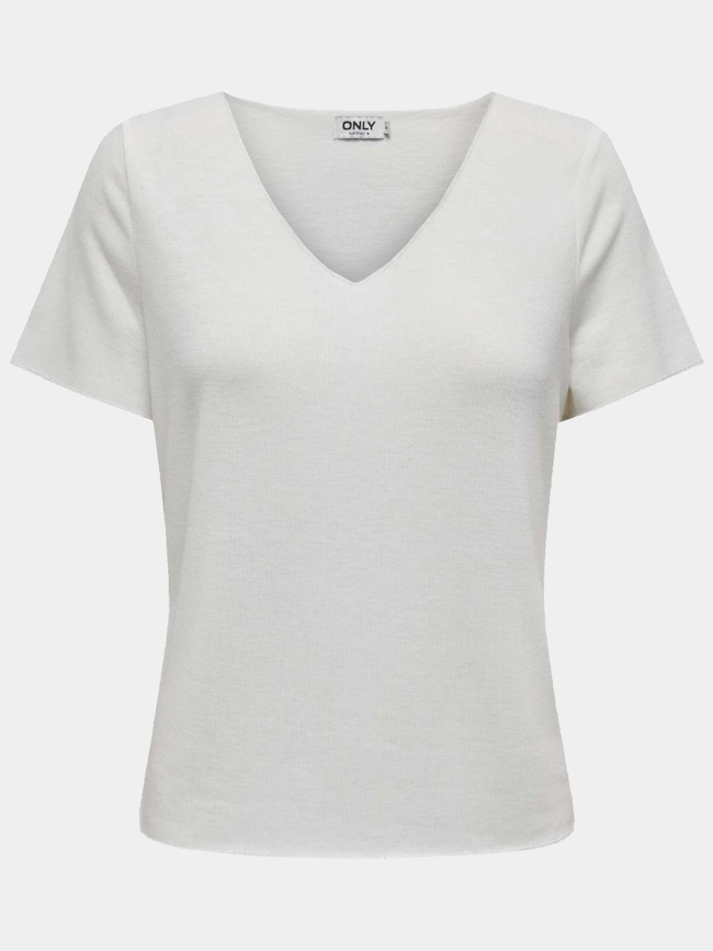 T-shirt col v hanna blanc femme - Only