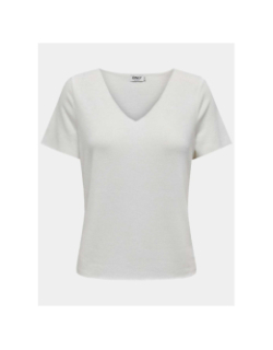 T-shirt col v hanna blanc femme - Only