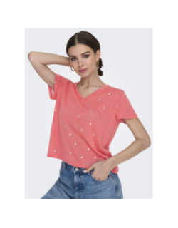 T-shirt col v stephi rouge femme - Only