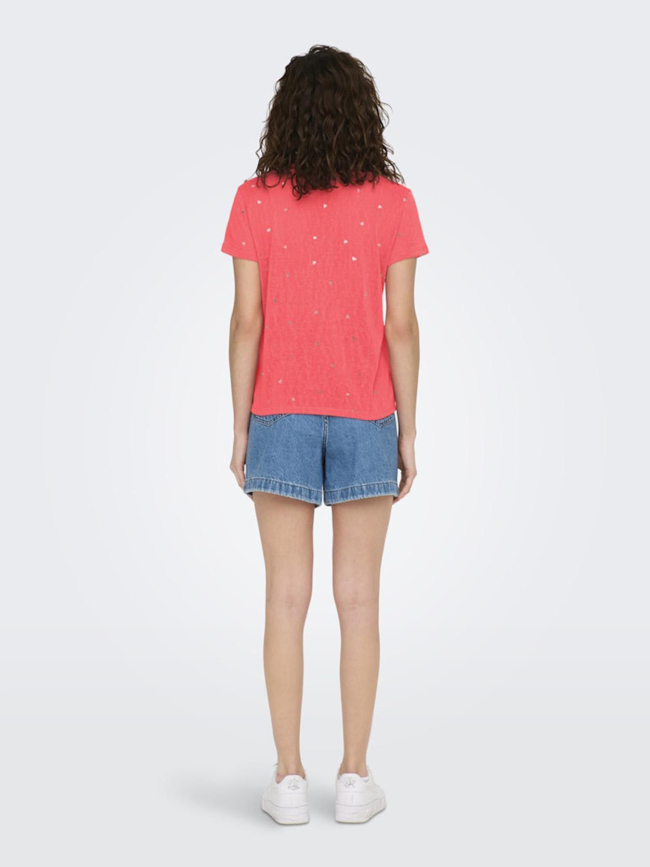 T-shirt col v stephi rouge femme - Only