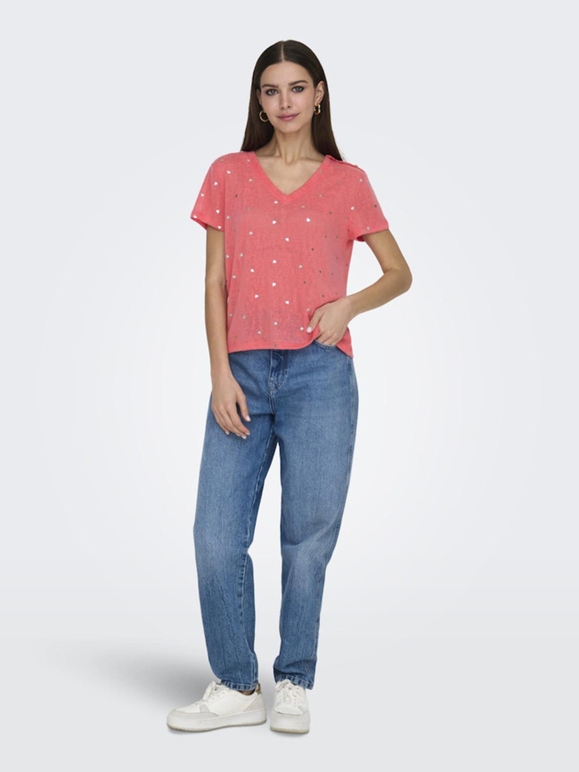 T-shirt col v stephi rouge femme - Only