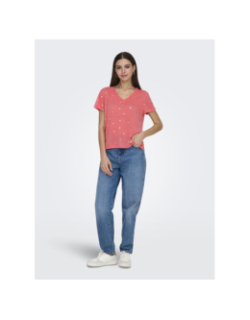 T-shirt col v stephi rouge femme - Only